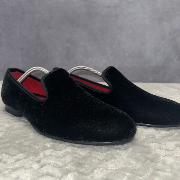 Handmade FERUCCI Men Plain Black Velvet Slippers loafers Mens Size 13 Slip On main image 5